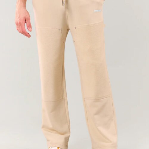 Beige Stud Straight Fit Joggers