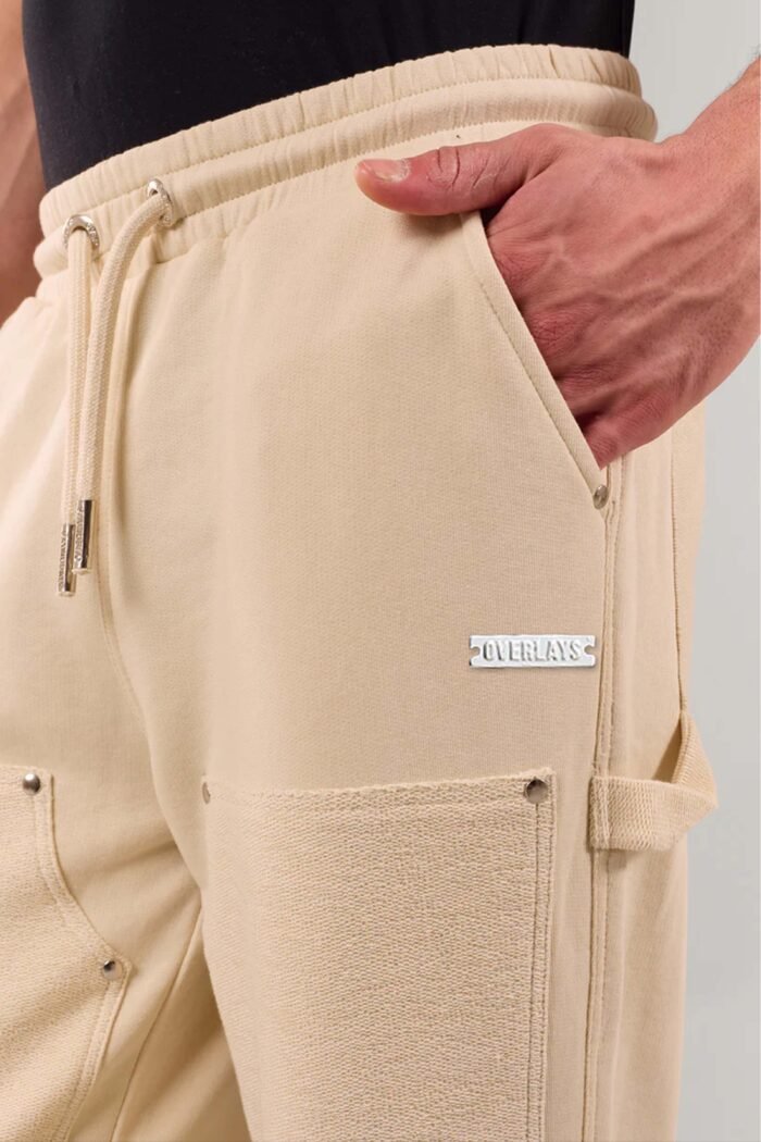 Beige Stud Straight Fit Joggers - Image 2