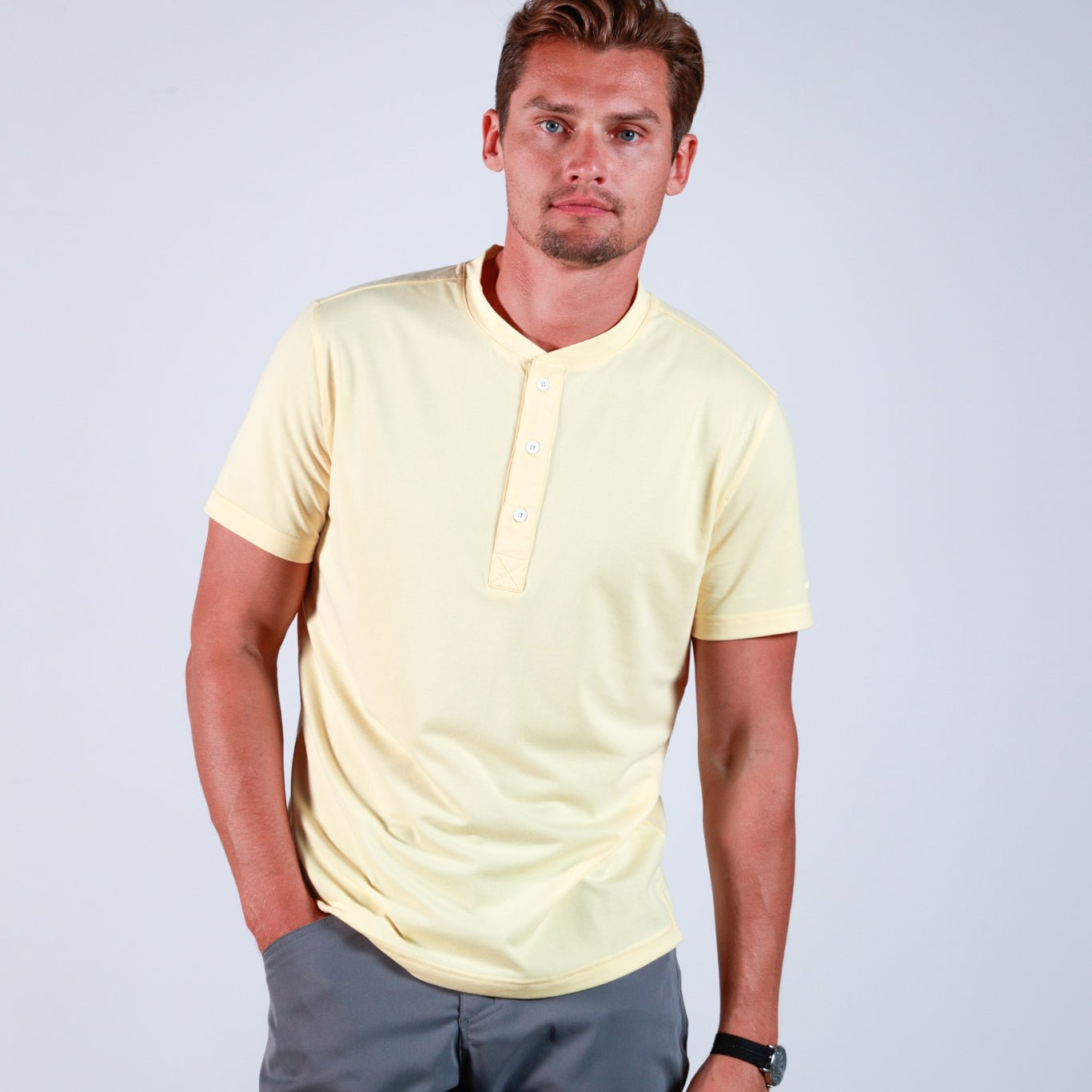 Everyday Henley Short Sleeve in Buttercream - Image 2