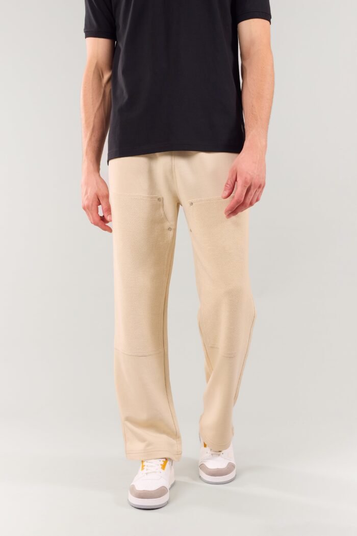 Beige Stud Straight Fit Joggers - Image 4